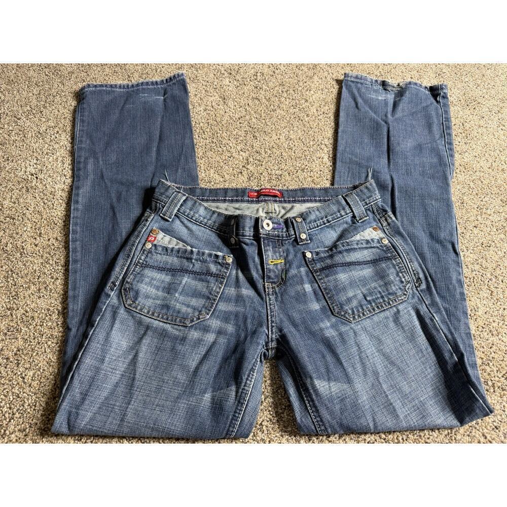 Vintage US Polo ASSN Embroidered Bootcut Blue Jeans Size 7/8 Y2K Lowrise